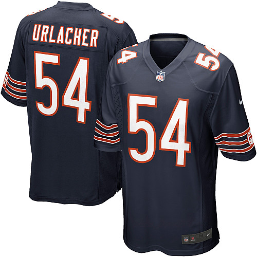 Men's Game Brian Urlacher Nike Jersey Navy Blue Home - #54 NFL Chicago Bears